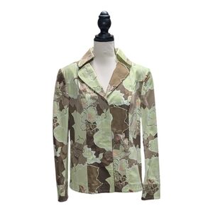 Ellen Tracy Green and Brown Floral Blazer